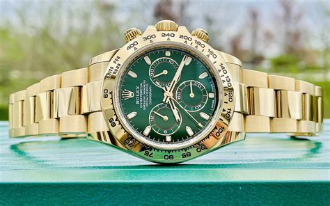 gold rolex green face for sale|Rolex gold with green dial.